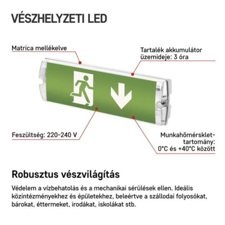 EMOS LED vészvilágító lámpatest NESSI 3W 3 óra IP65