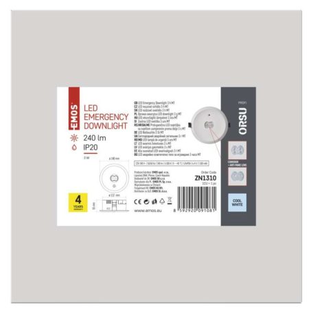 EMOS LED vészvilágító lámpatest ORSU 3W 240 lm 3 óra