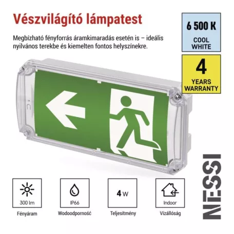 EMOS LED vészvilágító lámpatest NESSI 4W 3 óra IP66