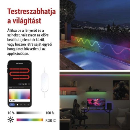 GoSmart Rugalmas LED szalag NEON fehér, 3 m, 23 W, RGBIC dimmelhető, WiFi