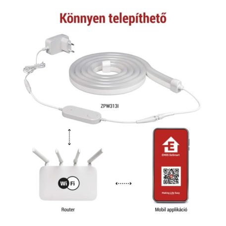 GoSmart Rugalmas LED szalag NEON fehér, 3 m, 23 W, RGBIC dimmelhető, WiFi