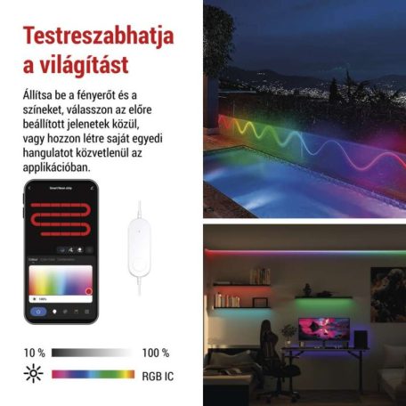 GoSmart Rugalmas LED szalag NEON fehér, 5 m, 33 W, RGBIC dimmelhető, WiFi