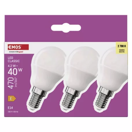 LED izzó Classic Mini Globe / E14 / 4,2 W (40 W) / 470 lm / Meleg fehér