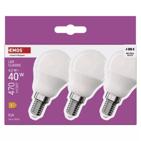 LED izzó Classic Mini Globe / E14 / 4,2 W (40 W) / 470 lm / Természetes fehér