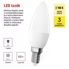 LED izzó Classic gyertya / E14 / 2,2 W (25 W) / 250 lm / Meleg fehér