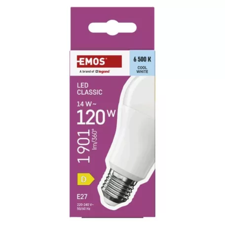 LED izzó Classic A60 / E27 / 14 W (120 W) / 1901 lm / Hideg fehér