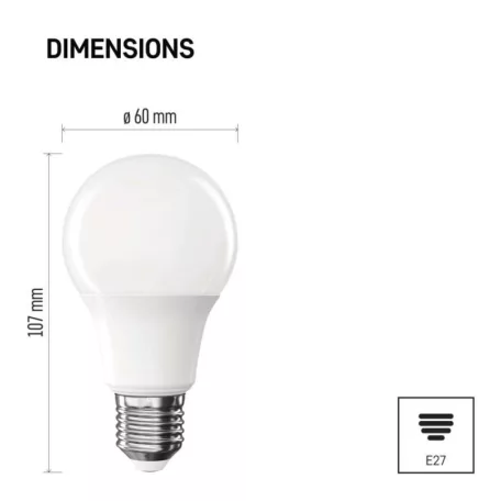 LED izzó Classic A60 / E27 / 7 W (60 W) / 806 lm / Természetes fehér