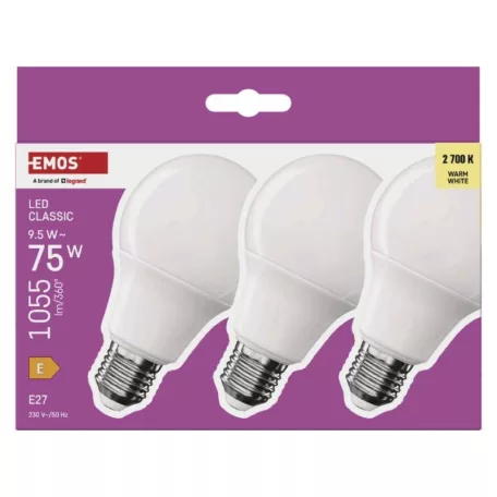 LED izzó Classic A60 / E27 / 9,5 W (75 W) / 1055 lm / Meleg fehér