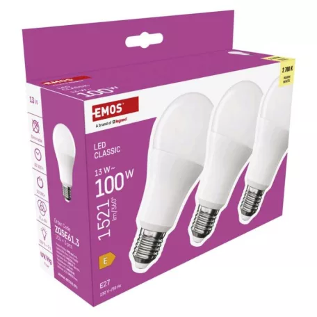 LED izzó Classic A60 / E27 / 13 W (100 W) / 1521 lm / Meleg fehér