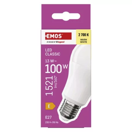 LED izzó Classic A60 / E27 / 13 W (100 W) / 1521 lm / Meleg fehér