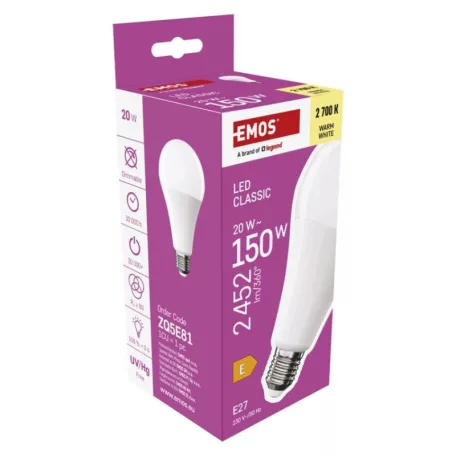 LED izzó Classic A80 / E27 / 20 W (150 W) / 2452 lm / Meleg fehér
