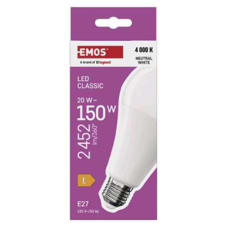 LED izzó Classic A80 / E27 / 20 W (150 W) / 2452 lm / Természetes fehér