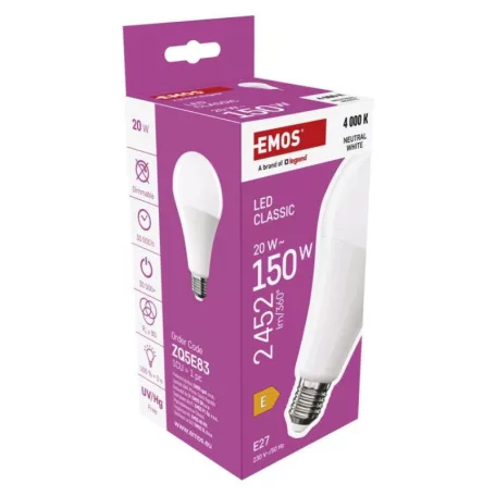 LED izzó Classic A80 / E27 / 20 W (150 W) / 2452 lm / Természetes fehér