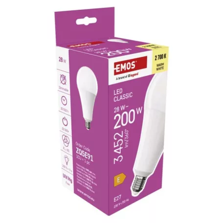 LED izzó Classic A95 / E27 / 28 W (200 W) / 3452 lm / Meleg fehér