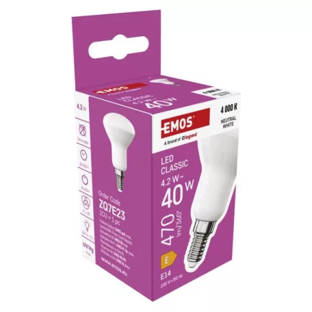 LED izzó Classic R50 / E14 / 4,2 W (40 W) / 470 lm / Természetes fehér