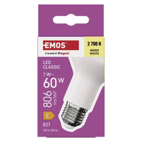 LED izzó Classic R63 / E27 / 7 W  (60 W) / 806 lm / Meleg fehér