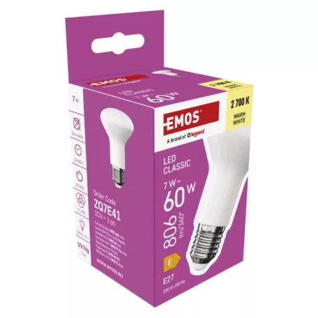 LED izzó Classic R63 / E27 / 7 W  (60 W) / 806 lm / Meleg fehér