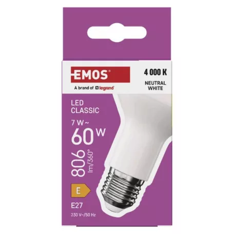LED izzó Classic R63 / E27 / 7 W  (60 W) / 806 lm / Természetes fehér