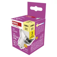   LED izzó Classic MR16 ezüst/ GU10 / 3 W (32 W) / 345 lm / Meleg fehér
