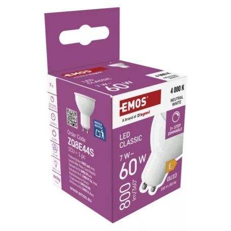 LED izzó Classic MR16 / GU10 / 7 W (60 W) / 800 lm / Természetes fehér / dimmelhető