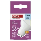 LED izzó Classic MR16 fehér/ GU10 / 1,3 W (16 W) / 150 lm / Hideg fehér