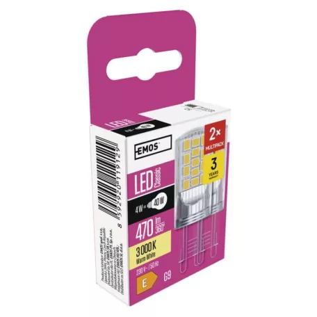 LED izzó Classic JC / G9 / 4 W (40 W) / 470 lm / meleg fehér