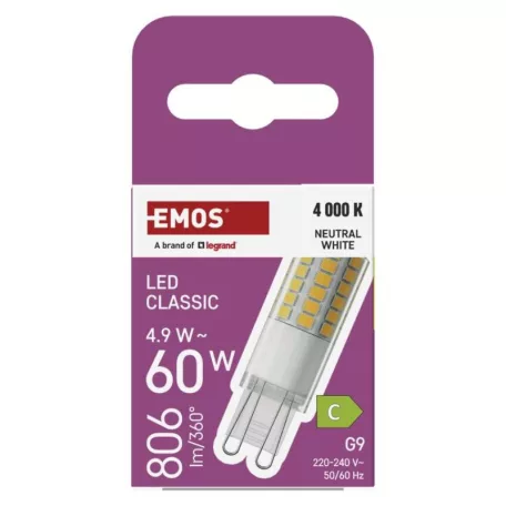 LED izzó Classic JC / G9 / 4,9 W (60 W) / 806 lm / Természetes fehér