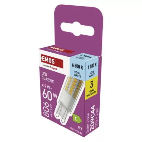 LED izzó Classic JC / G9 / 4,9 W (60 W) / 806 lm / Hideg fehér