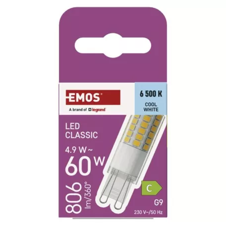 LED izzó Classic JC / G9 / 4,9 W (60 W) / 806 lm / Hideg fehér