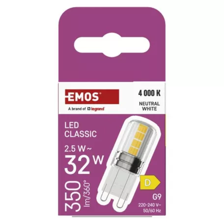 LED izzó Classic JC / G9 / 2,5 W (32 W) / 350 lm / Természetes fehér