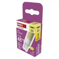   LED izzó Classic JC / G9 / 4,3 W (48 W) / 600 lm / Meleg fehér