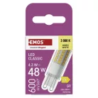 LED izzó Classic JC / G9 / 4,3 W (48 W) / 600 lm / Meleg fehér
