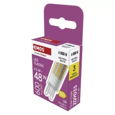   LED izzó Classic JC / G9 / 4,3 W (48 W) / 600 lm / Természetes fehér