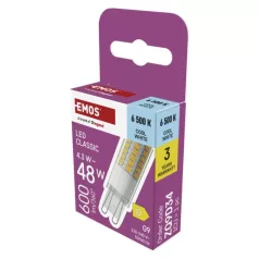   LED izzó Classic JC / G9 / 4,3 W (48 W) / 600 lm / Hideg fehér