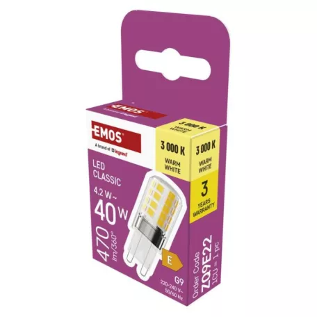 LED izzó Classic JC / G9 / 4,2 W (40 W) / 470 lm / meleg fehér