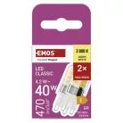LED izzó Classic JC / G9 / 4,2 W (40 W) / 470 lm / meleg fehér / 2 pcs