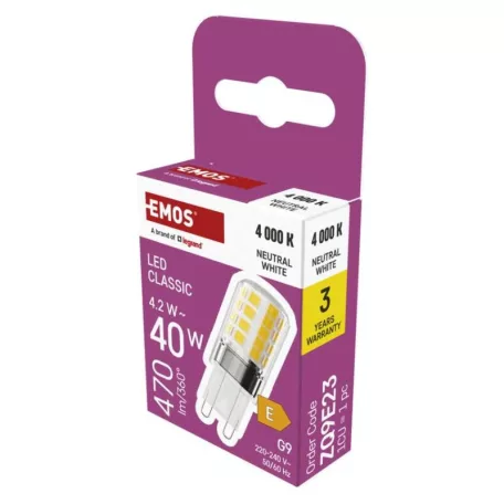 LED izzó Classic JC / G9 / 4,2 W (40 W) / 470 lm / Természetes fehér