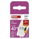 LED izzó Classic JC / G9 / 4,2 W (40 W) / 470 lm / Természetes fehér / 2 pcs