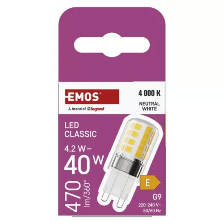 LED izzó Classic JC / G9 / 4,2 W (40 W) / 470 lm / Természetes fehér