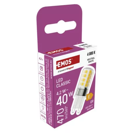 LED izzó Classic JC / G9 / 4,2 W (40 W) / 470 lm / Természetes fehér