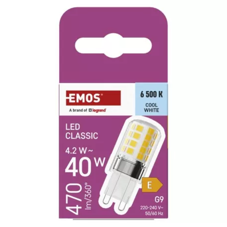 LED izzó Classic JC / G9 / 4,2 W (40 W) / 470 lm / Hideg fehér