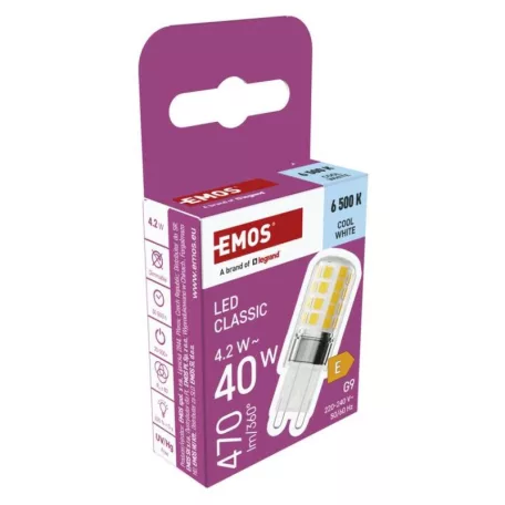 LED izzó Classic JC / G9 / 4,2 W (40 W) / 470 lm / Hideg fehér