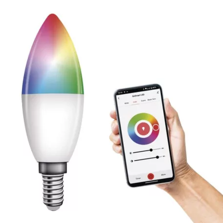 LED izzó GoSmart gyertya / E14 / 4,8 W (40 W) / 470 lm / RGB / dimmelhető / WiFi