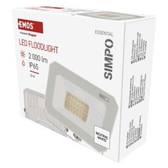   LED reflektor SIMPO 20W, fehér, IP65, 2000 lm, természetes fehér