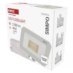   LED reflektor SIMPO 20W, fehér, IP65, 2000 lm, természetes fehér