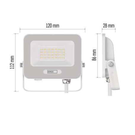 LED reflektor GLARO 20W, fehér, IP65, 2000 lm, természetes fehér