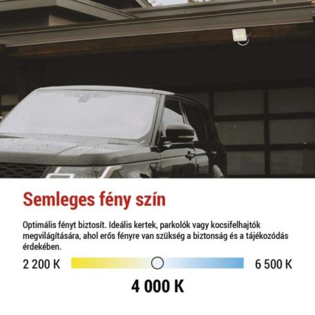 LED reflektor GLARO 20W, fehér, IP65, 2000 lm, természetes fehér