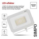 LED reflektor SIMPO 30W, fehér, IP65, 3000 lm, természetes fehér