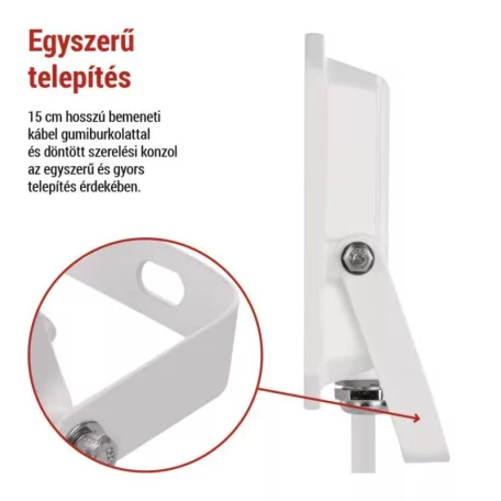 LED reflektor SIMPO 30W, fehér, IP65, 3000 lm, természetes fehér