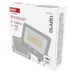   LED reflektor GLARO 30W, fehér, IP65, 3000 lm, természetes fehér